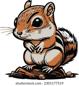 A Chipmunk Cute Vector, Animal, Cartoon