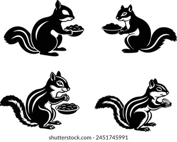 chipmunk eating nuts logo icon vector illustrator