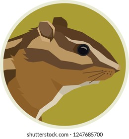 Chipmunk Forest Wildlife Vector animals Rounde frame set