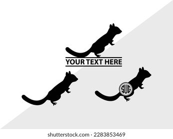 Chipmunk Monogram Vector Illustration Silhouette