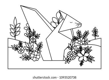 chipmunk origami paper in the field
