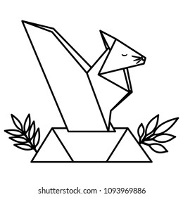 chipmunk origami paper in the field