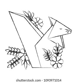 chipmunk origami paper with floral decoration