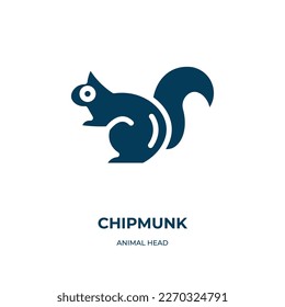 Chipmunk-Vektorsymbol. Chipmunk, Nager, naturgefüllte Symbole aus flachem Tierkopfkonzept. Einzeln schwarzes Symbol, Vektorgrafik-Symbol-Element für Webdesign und mobile Apps