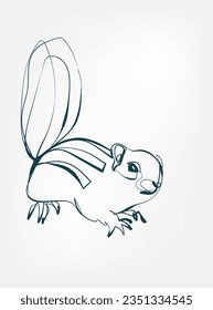 chipmunk vector line art animal wild life single one line hand drawn illustration isolated