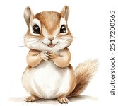 chipmunk watercolor clipart illustration isolated