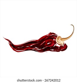 Chipotle. Dried Spicy Chili Pepper. Watercolor Sketch. Vector