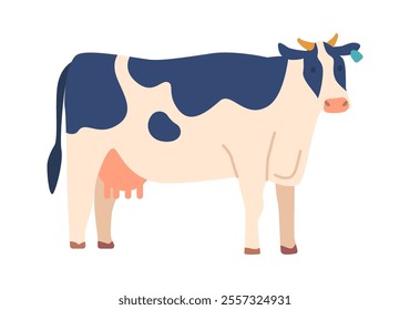 Chipped cow domestic animal vector illustration