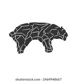 Chipped Stone Bear Icon Silhouette Illustration. Fossils Vector Graphic Pictogram Symbol Clip Art. Doodle Sketch Black Sign.