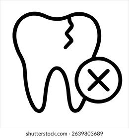 Chipped tooth with cross symbol Dental problem repair oral hygiene decay healthcare services