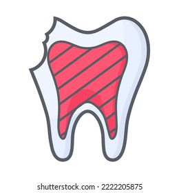 Chipped tooth flat style, vector illustration isolated on white background. Protection of teeth and enamel concept, dental care. Broken tooth needed to restoration.