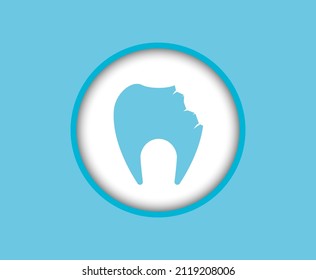 A chipped tooth icon isolated on a white background. Vector logo of a broken tooth.