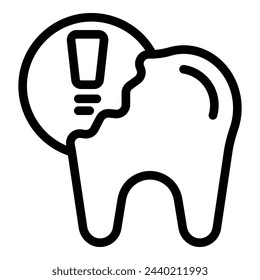 Chipped tooth injury icon outline vector. Stomatology surgery. Oral disease problem