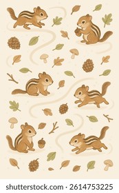 Chippy Chipmunks Print Design in Vector