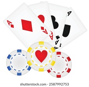 Chips and aces. vector illustration