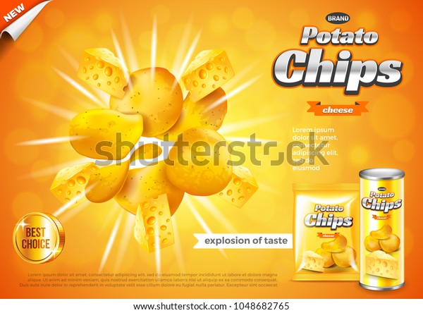 Chips Werbung Explosion Von Kasegeschmack 3d Illustration Und Stock Vektorgrafik Lizenzfrei 1048682765