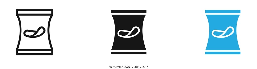 Chips bag icon black white vector outline