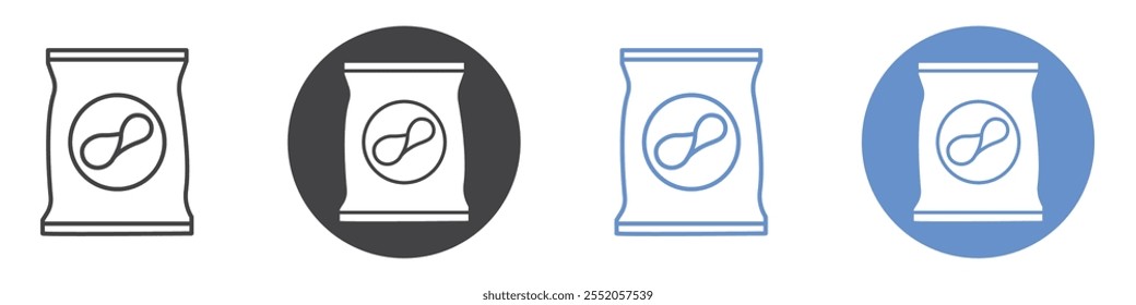Chips bag icon flat line symbol set.