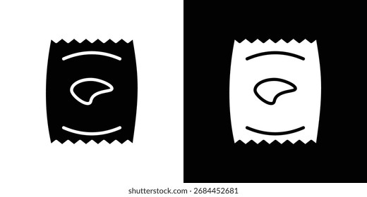 Chips bag icon in flat style, filled black symbol