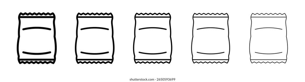 Chips Tasche Symbol Grafik-Set. trendige Strichlinienart