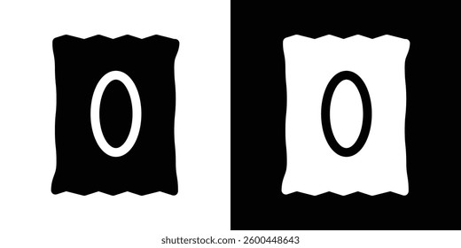 Chips bag icons vectors set in solid style.
