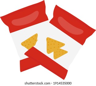 Chips in bag, illustration, vector on a white background.