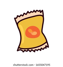 línea de bolsitas de fichas y diseño de iconos de relleno, comida rápida comer menú de restaurante cena comida comida comida y comida tema Vector ilustración
