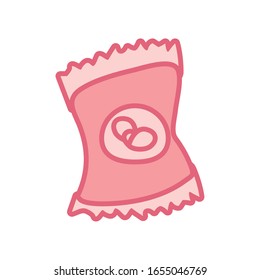 chips bag line style icon design, fast food eat restaurant menu dinner lunch cooking and meal theme Vector illustration