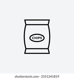 Chips bag thin liner icon isolated.