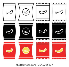 Chips bag vector icon collection. vector illustration set.