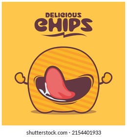 chips cartoon. food vector illustration. with a funny expression