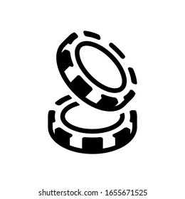 Chips, casino or poker coin. Black icon on white background