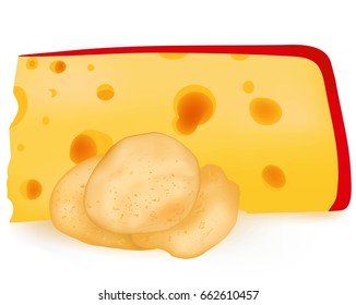 Chips with cheese, dairy products, a vector illustration of food,