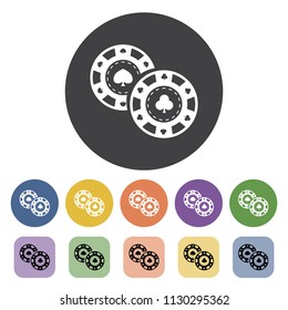 Chips coin icons set. Vector illustration.