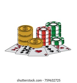 chips coins cards casino related icons image 