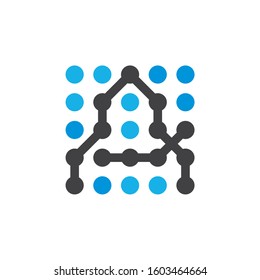 Chips computer network, logo a letter style art line