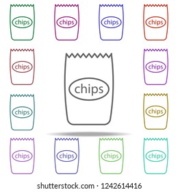 chips concept line icon. Elements of fast food in multi color style icons. Simple icon for websites, web design, mobile app, info graphics