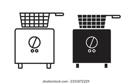 chips Deep Fryer Icon set.