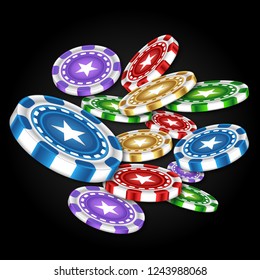 Chips of different colors for the casino set vector