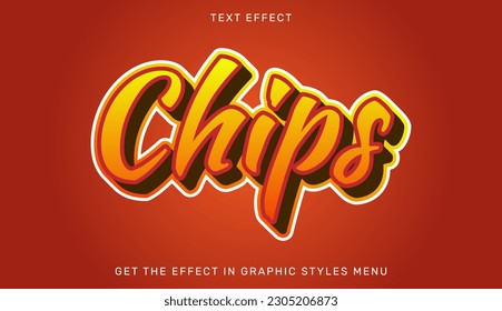 Chips editable text effect in 3d style. Suitable for brand or business logo
