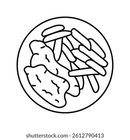 chips fish line icon vector. chips fish sign. isolated contour symbol black illustration