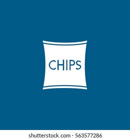Chips Flat Icon On Blue Background