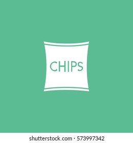 Chips Flat Icon On Green Background