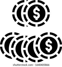 Chips - Gambling icon set. High quality solid vector illustration for website and mobile application.