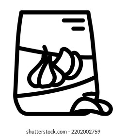 vector de icono de la línea de ajo de chips. signo de ajo de patatas fritas. símbolo de contorno aislado ilustración negra