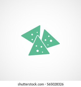 Chips Green Flat Icon On White Background