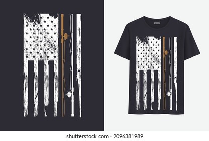 chips and hooks flag fishing t shirt
