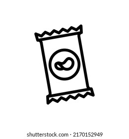 Chips Icon. Line Art Style Design Isolated On White Background