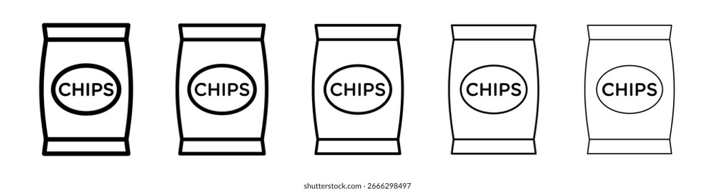 Chips Symbol Logo in Strichlinien Sammlung