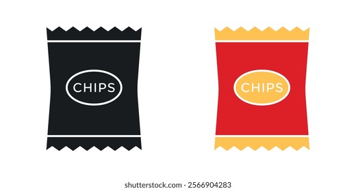 Chips icon set in black and colored